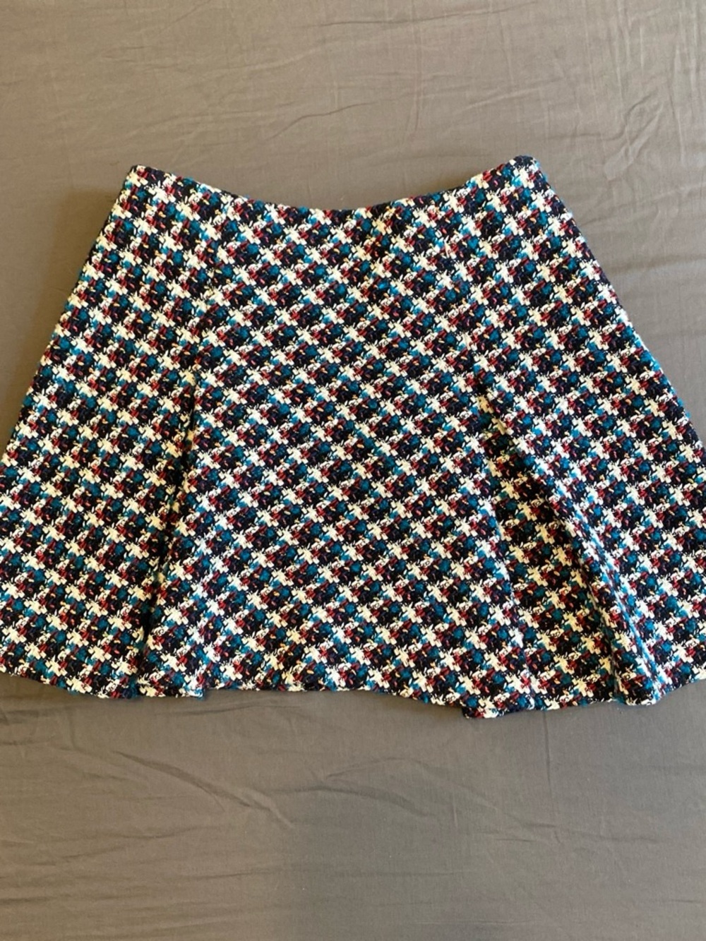 Zara Multicolor Houndstooth Skater Skirt